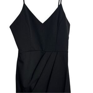 Chocolate Black V Neck Pleated Mini Dress Black Size Large